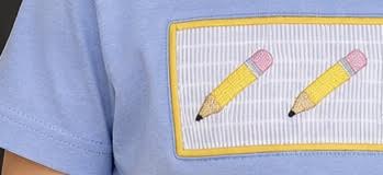 Blue Pencil Smocked Short Set