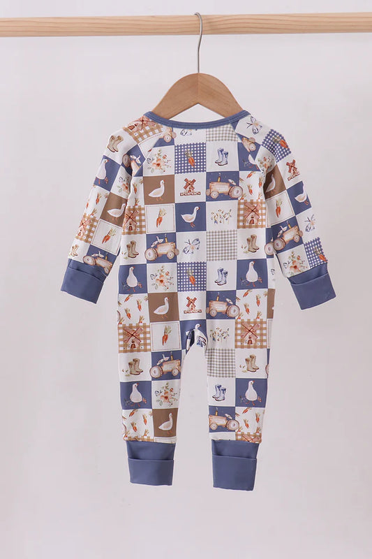 Checkered Farm Bamboo Zipper