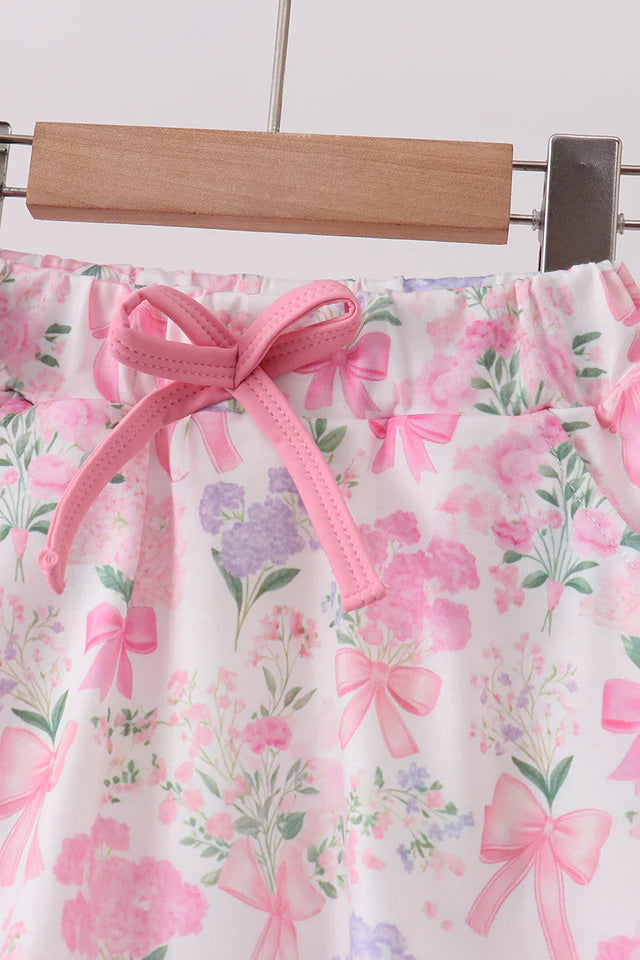 Pink Floral Skorts Set