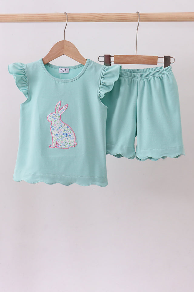 Teal Bunny Appliqué Set
