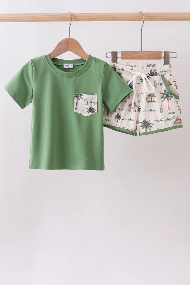 Beach Print Boys Set