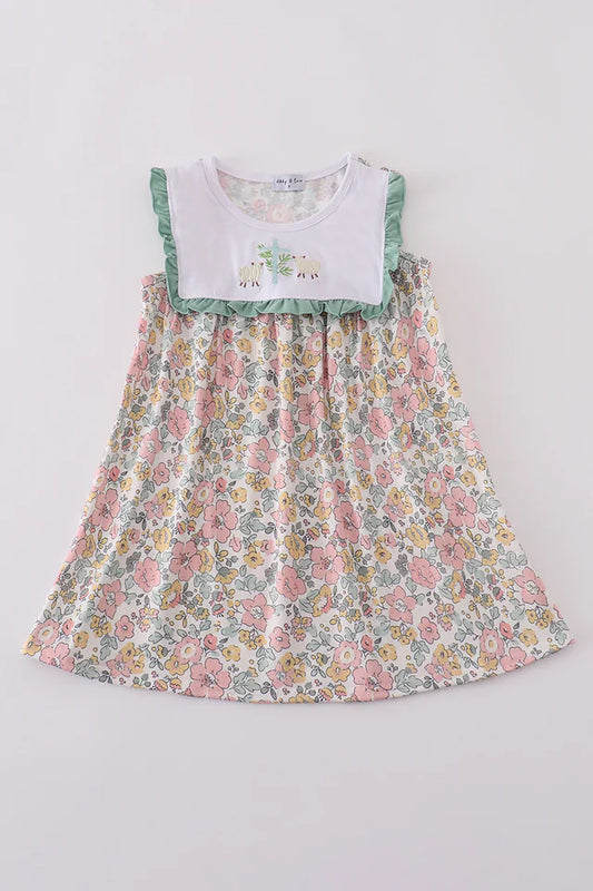 Floral Sheep Embroidered Dress