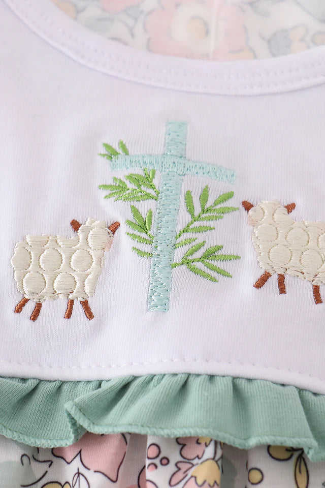 Floral Sheep Embroidered Dress