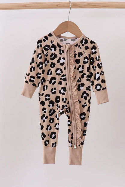 Leopard Bamboo Ruffle Zipper