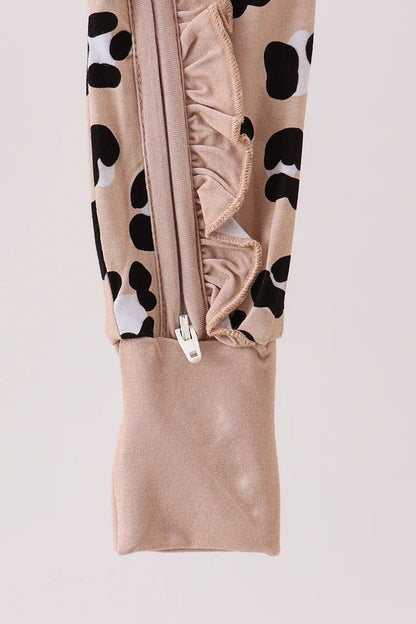 Leopard Bamboo Ruffle Zipper