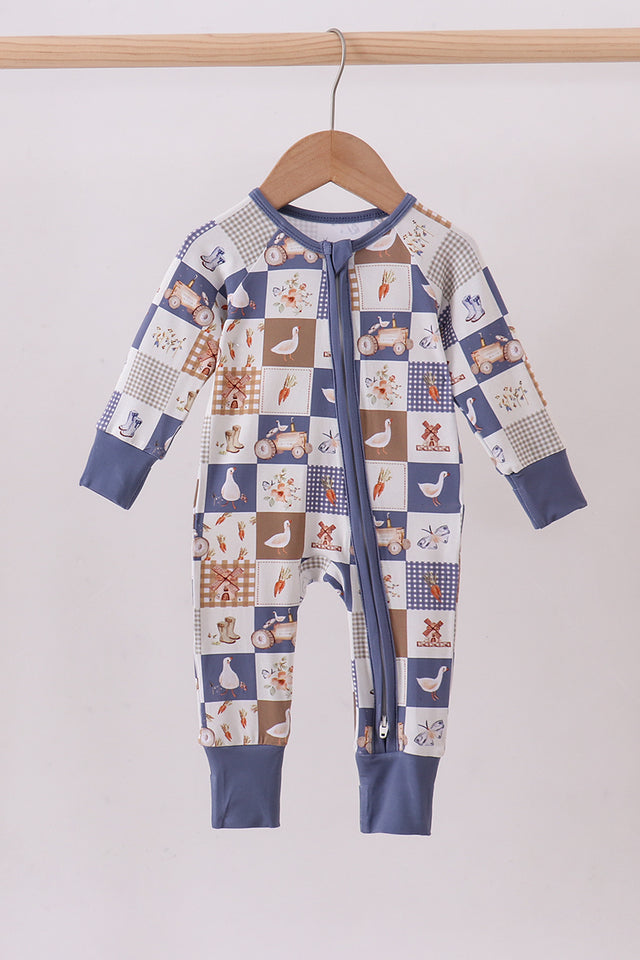 Checkered Farm Bamboo Zipper