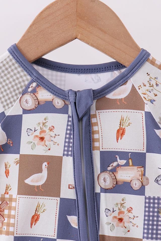 Checkered Farm Bamboo Zipper