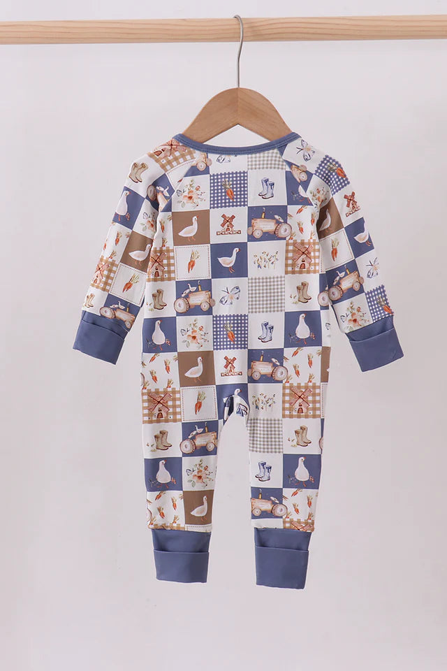 Checkered Farm Bamboo Zipper