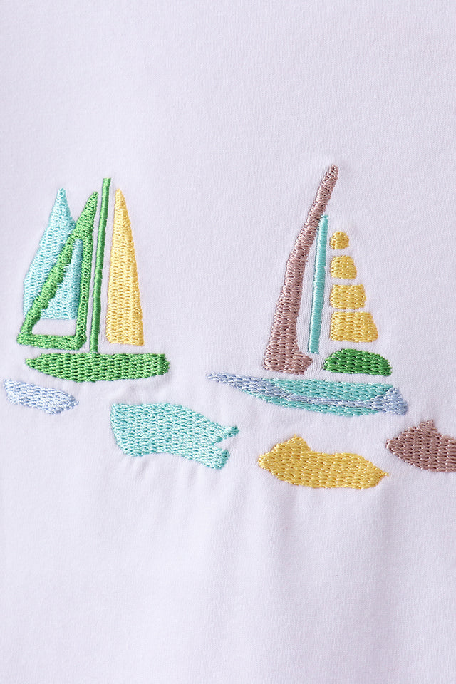 Sailboat Embroidery Short Set