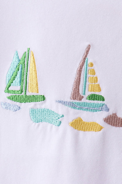 Sailboat Embroidery Short Set