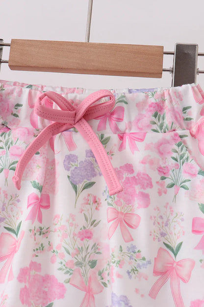 Pink Floral Skorts Set
