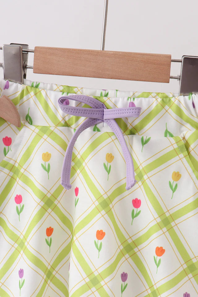 Purple Floral Skorts Set