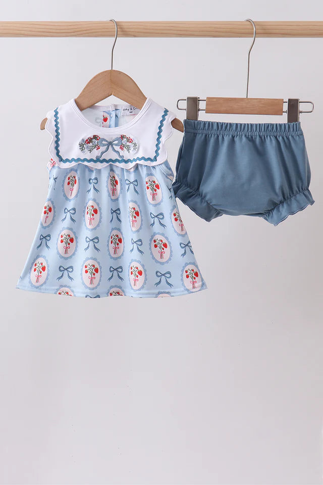 Strawberry Embroidery Bloomer Set