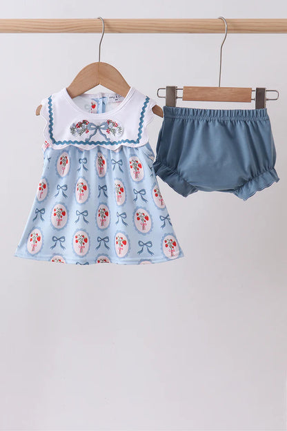 Strawberry Embroidery Bloomer Set