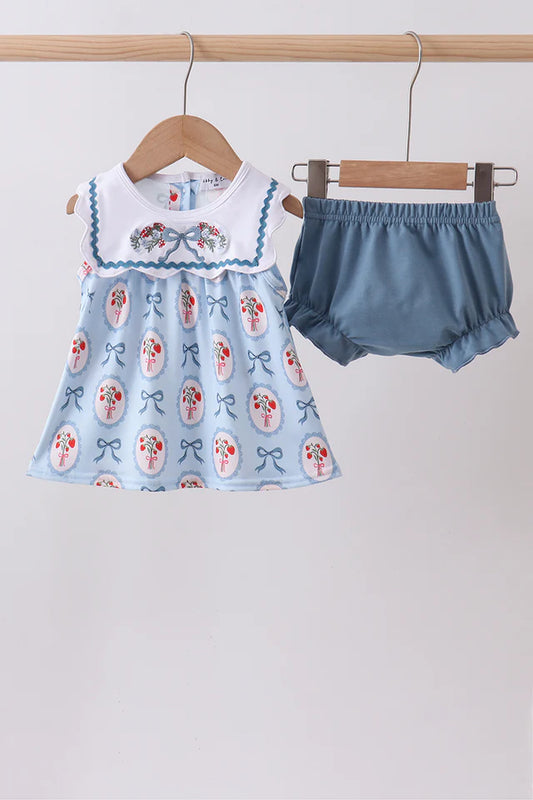 Strawberry Embroidery Bloomer Set