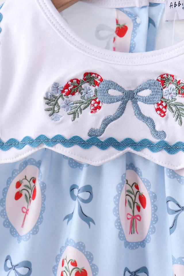 Strawberry Embroidery Bloomer Set