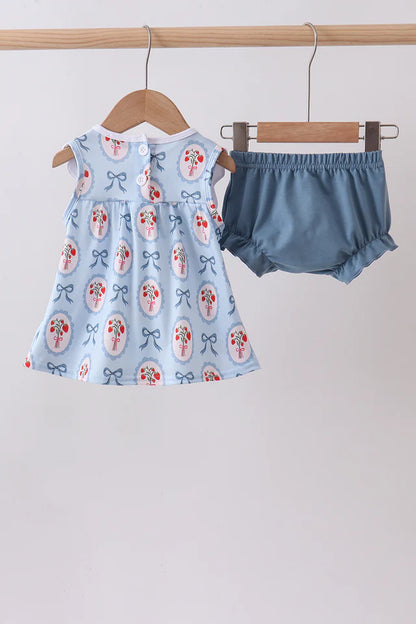 Strawberry Embroidery Bloomer Set