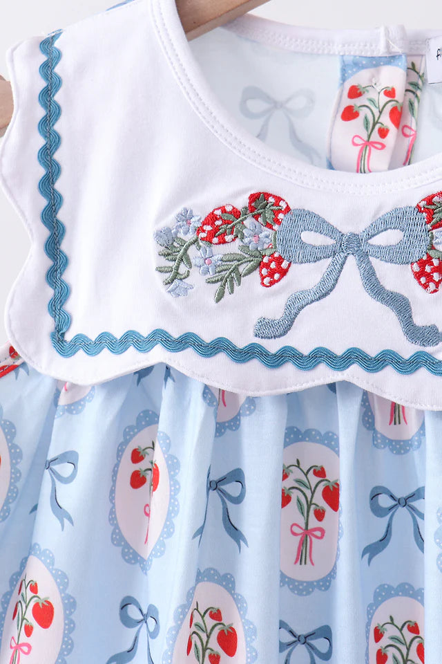 Strawberry Embroidery Ruffle Shorts Set