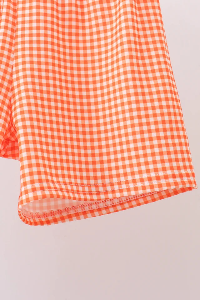Candy Corn Smocked Gingham Shorts Set