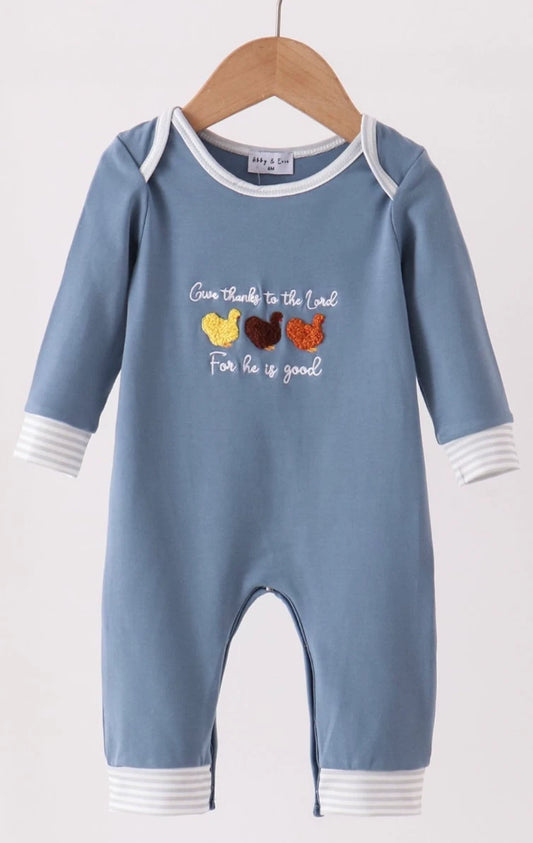 Boys Turkey French Knot Romper